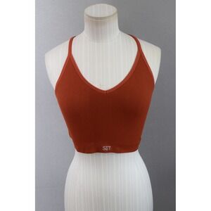 Set Active SCULPTFLEX Sports Bra Small Rust Orange Ribbed V-Neck Y-Back Womens